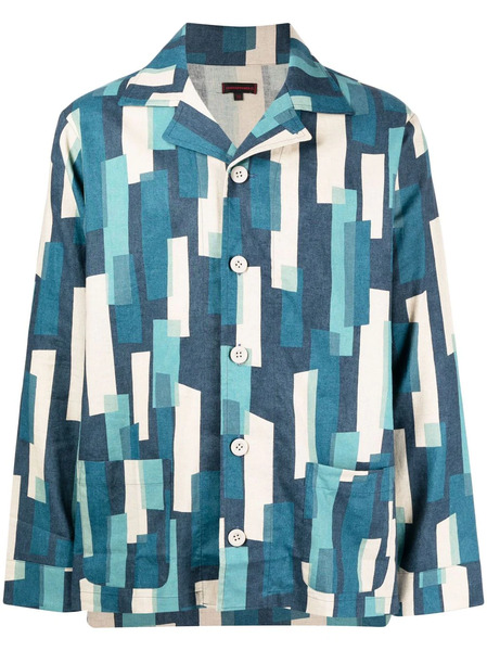  Clot Geometric-print Button-up Shirt - Blue 