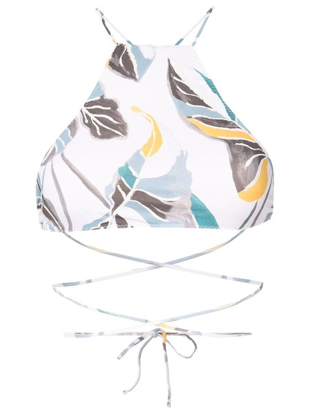  Clube Bossa Leaf-print Halter-neck Bikini-top - Neutrals 