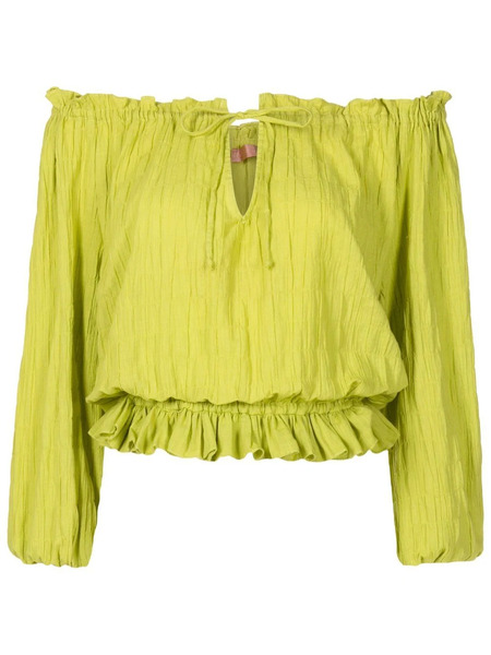  Clube Bossa Pisan Off-shoulder Blouse - Green 