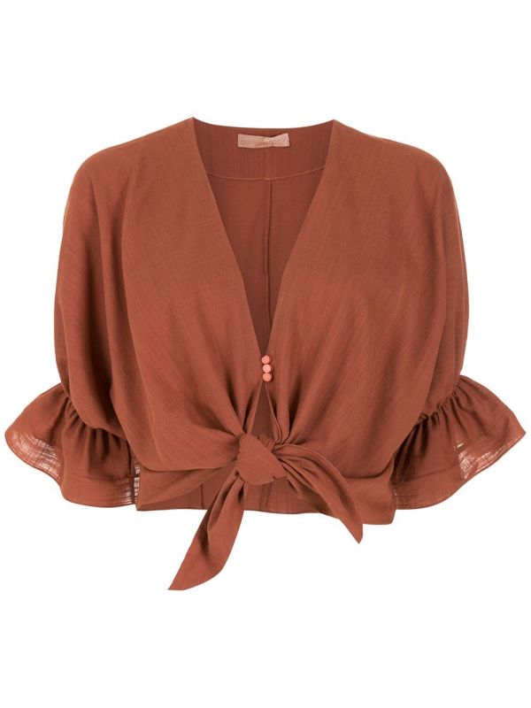  Clube Bossa Rubin Tie-front Blouse - Brown 