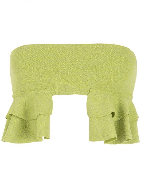 Clube Bossa Turbe Ruffle-embellished Bandeau Bikini Top - Green 