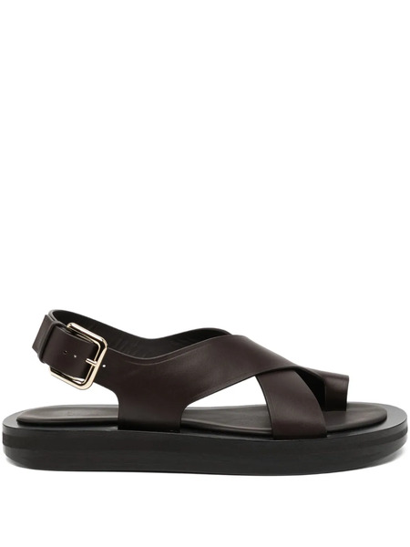 Co Collection Leather Platform Sandals - Brown 