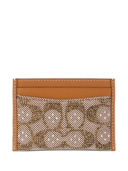  Coach Crystal Signature Essential Card Holder - Brown 
