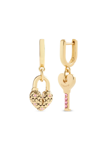  Coach Embellished Hoop Earrings - Gold 