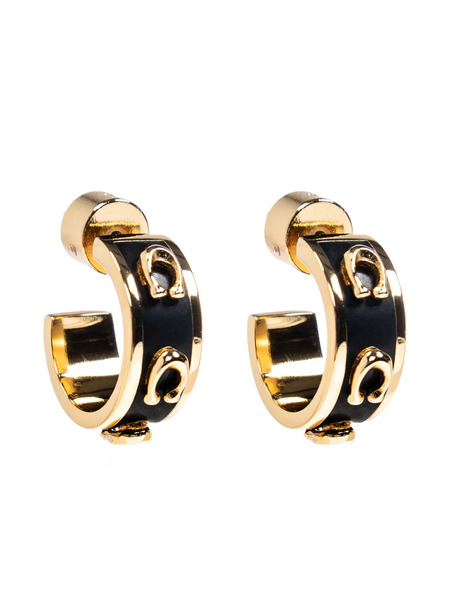  Coach Enamel Hoop Earrings - Gold 