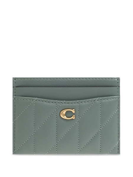  Coach Essential Leather Card Holder - Green 