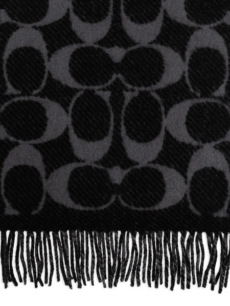  Coach Jacquard Fringed Scarf - Black 