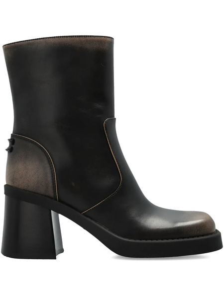  Coach Leather Block-heel Ankle Boots - Black 