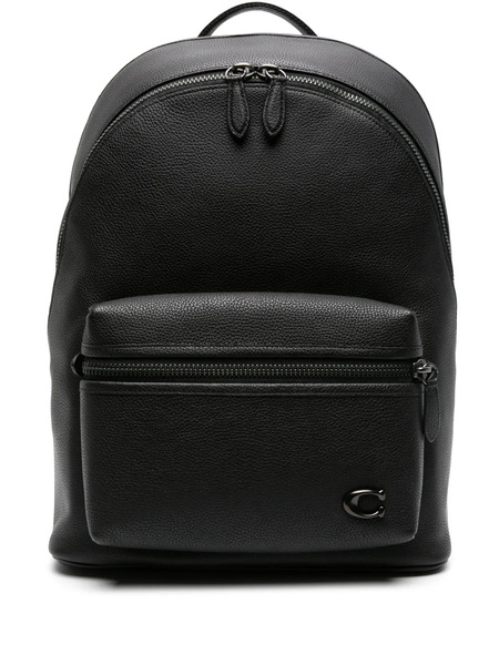  Coach Logo-plaque Leather Backpack - Black 