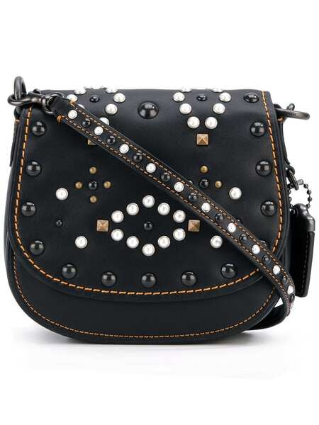  Coach Mini Studded Saddle Bag - Black 