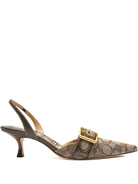  Coach Monogram-jacquard Slingback Sandals - Neutrals 