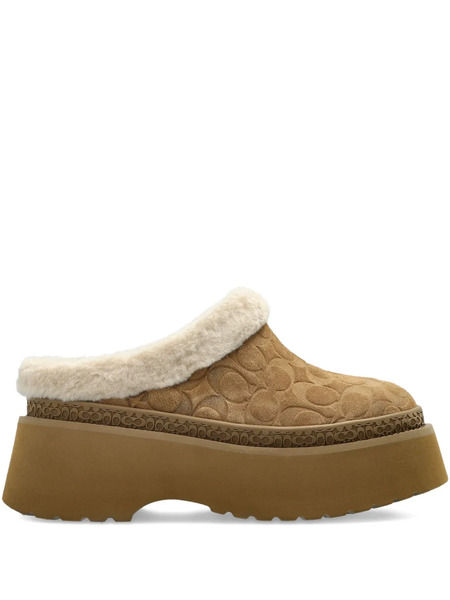  Coach Monogram Suede Mules - Neutrals 