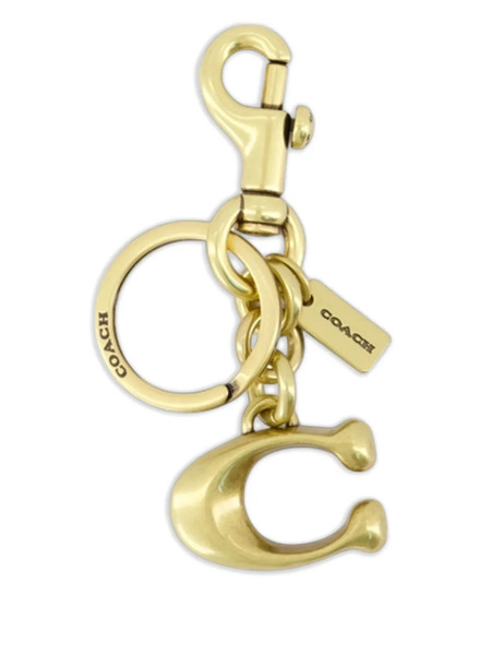  Coach Solid C Logo-plaque Keyring - Gold 
