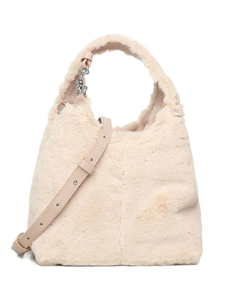  Coccinelle Fur Handle Shoulder Bag - Neutrals 