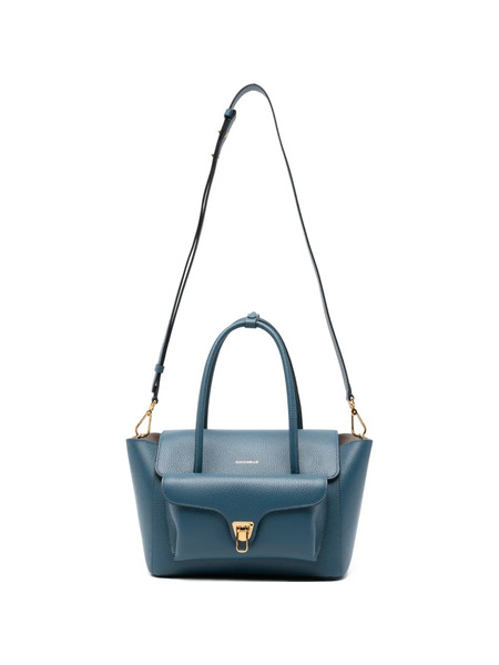  Coccinelle Medium Double Beat Top-handle Leather Tote Bag - Blue 
