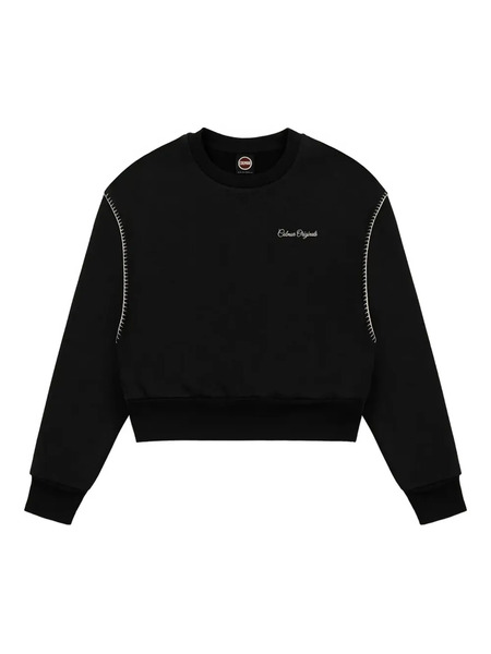  Colmar Cropped Topstitching Sweatshirt - Black 
