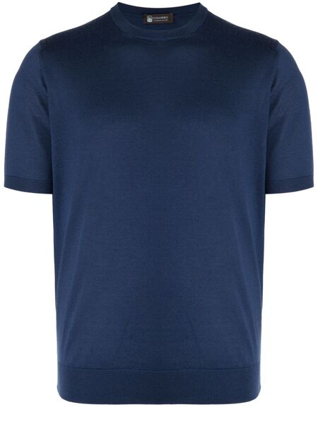  Colombo Crew-neck Fine-knit T-shirt - Blue 