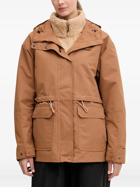  Columbia Drawstrings Hooded Jacket - Brown 