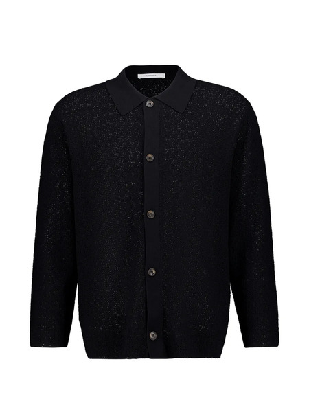 Commas Collared Button-front Cardigan - Black 