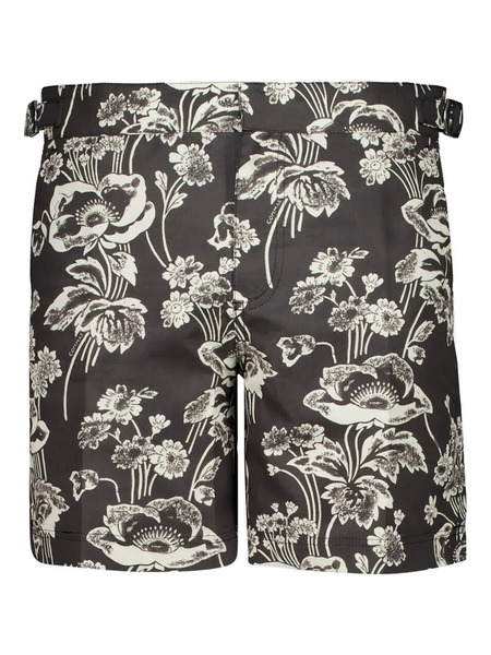  Commas Floral-print Swim Shorts - Black 