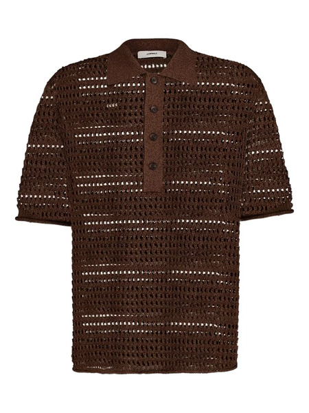  Commas Open-work Polo Shirt - Brown 