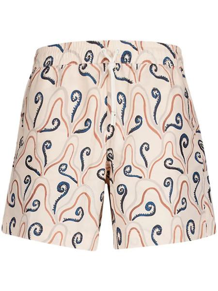  Commas Plant-print Swim Shorts - Neutrals 