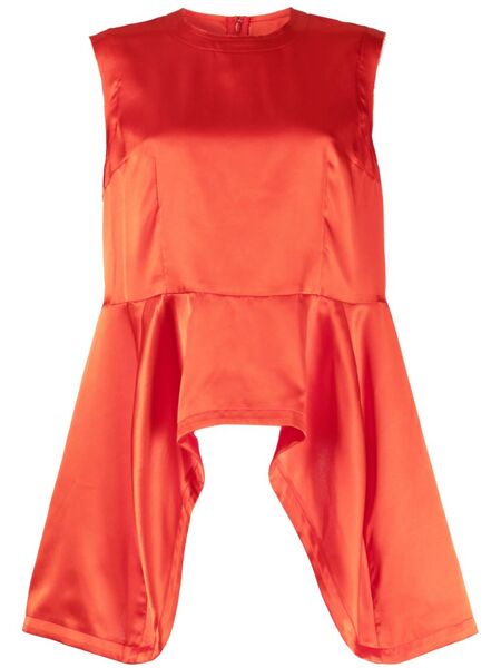  Comme Des Garçons Asymmetric-hem Satin Top - Red 