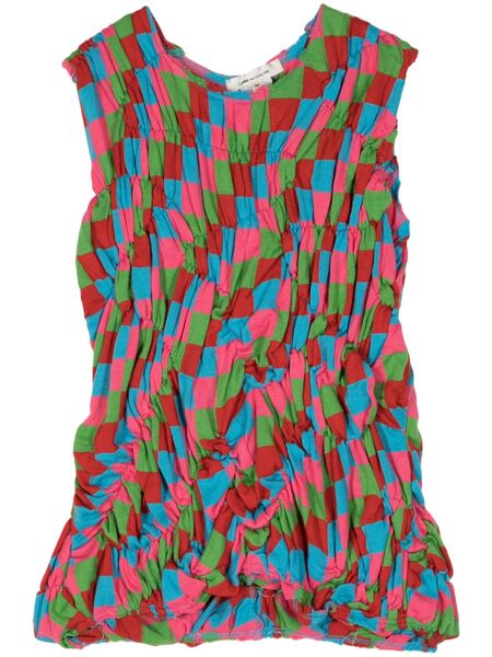  Comme Des Garçons Check-pattern Ruched Top - Pink 
