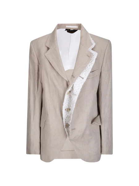  Comme Des Garçons Crochet Trim Jacket - Neutrals 