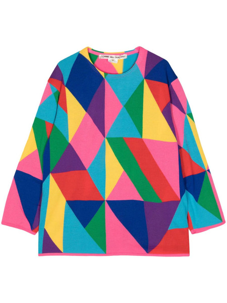  Comme Des Garçons Geometric-pattern Knit Jumper - Red 