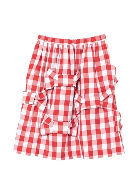  Comme Des Garçons Girl Bow-detail Gingham-pattern Midi Skirt - Red 