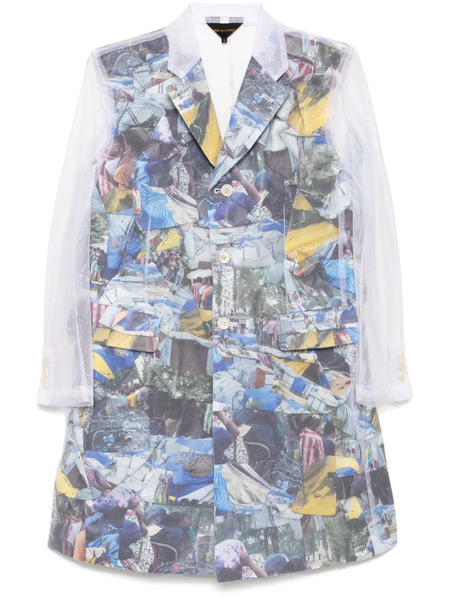  Comme Des Garçons Graphic-print Coat - White 