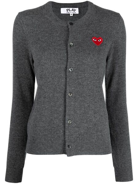  Comme Des Garçons Play Heart-patch Button-front Cardigan - Grey 