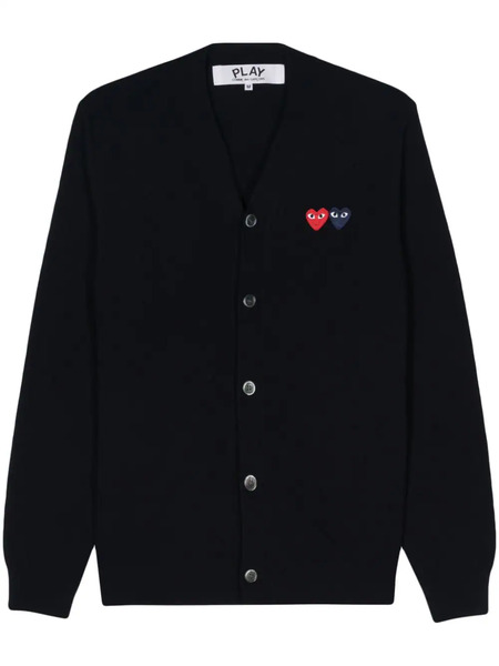  Comme Des Garçons Play Heart-patch Wool Cardigan - Blue 