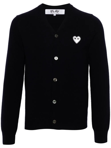  Comme Des Garçons Play Heart-patch Wool Cardigan - Blue 