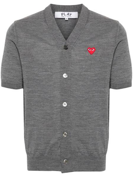  Comme Des Garçons Play Heart-patch Wool Cardigan - Grey 