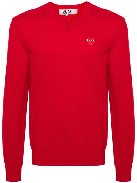  Comme Des Garçons Play Heart-patch Wool Jumper - Red 