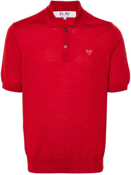  Comme Des Garçons Play Heart-patch Wool Polo Shirt - Red 