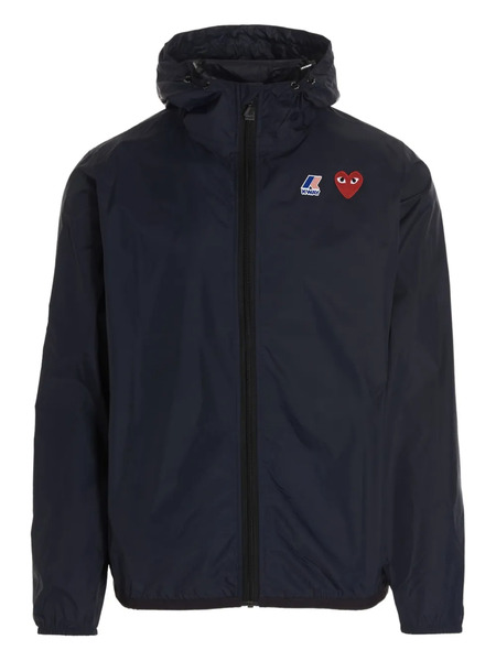  Comme Des Garçons Play Hooded Logo-patch Jacket - Blue 
