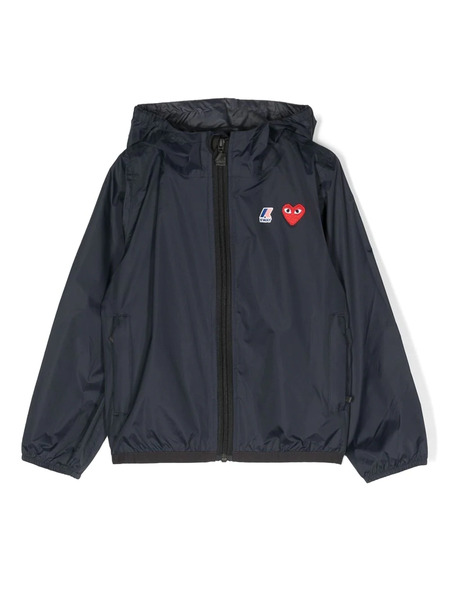  Comme Des Garçons Play Kids Logo-patch Hooded Jacket - Blue 