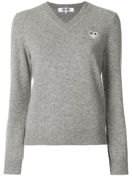  Comme Des Garçons Play V-neck Pullover - Grey 