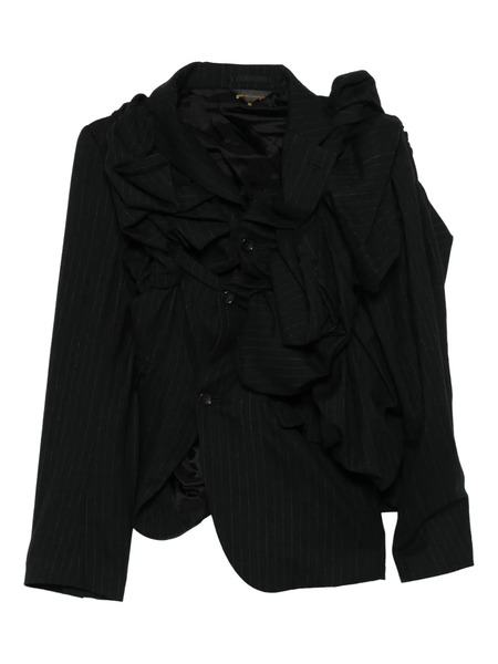  Comme Des Garçons Ruffled Pinstripe Blazer - Grey 