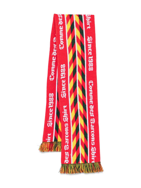  Comme Des Garçons Shirt Chevron-pattern Fringed Scarf - Red 