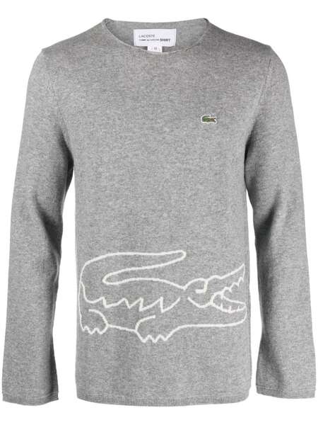  Comme Des Garçons Shirt Logo-patch Wool Jumper - Grey 