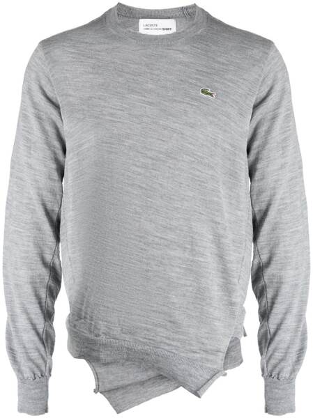  Comme Des Garçons Shirt X Lacoste Logo-patch Wool Jumper - Grey 