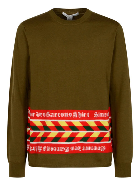  Comme Des Garçons Striped-panel Sweater - Brown 