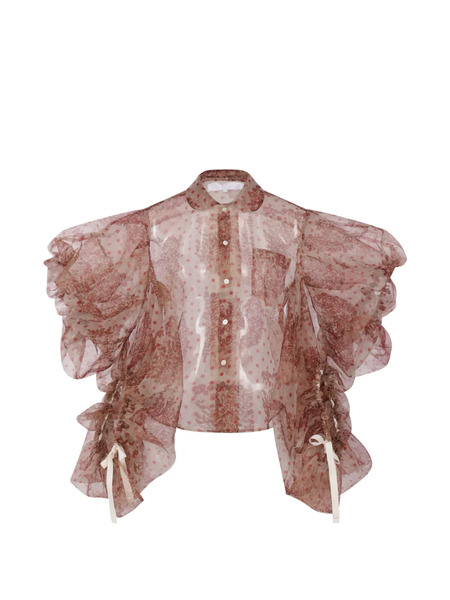  Comme Des Garçons Tao Patterned Ruffled Shirt - Neutrals 