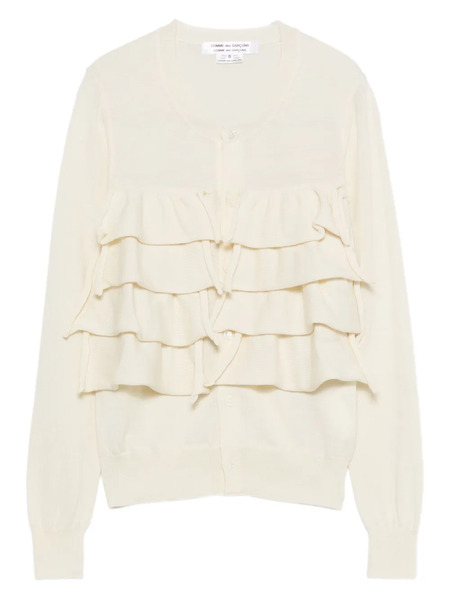  Comme Des Garçons Tiered-ruffle Cardigan - White 