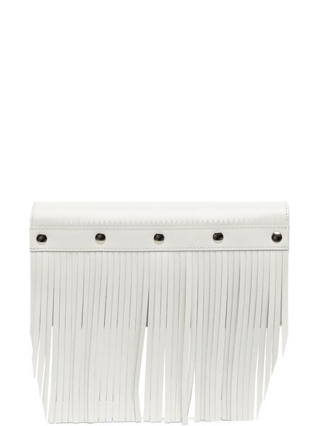  Comme Des Garçons Wallet Stud-embellished Fringed Leather Wallet - White 