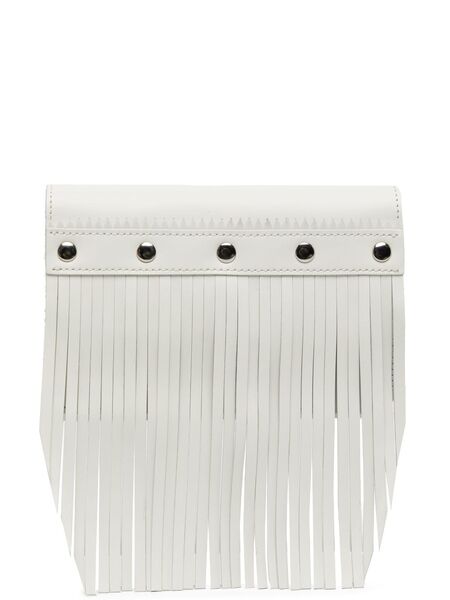  Comme Des Garçons Wallet Stud-embellished Fringed Leather Wallet - White 